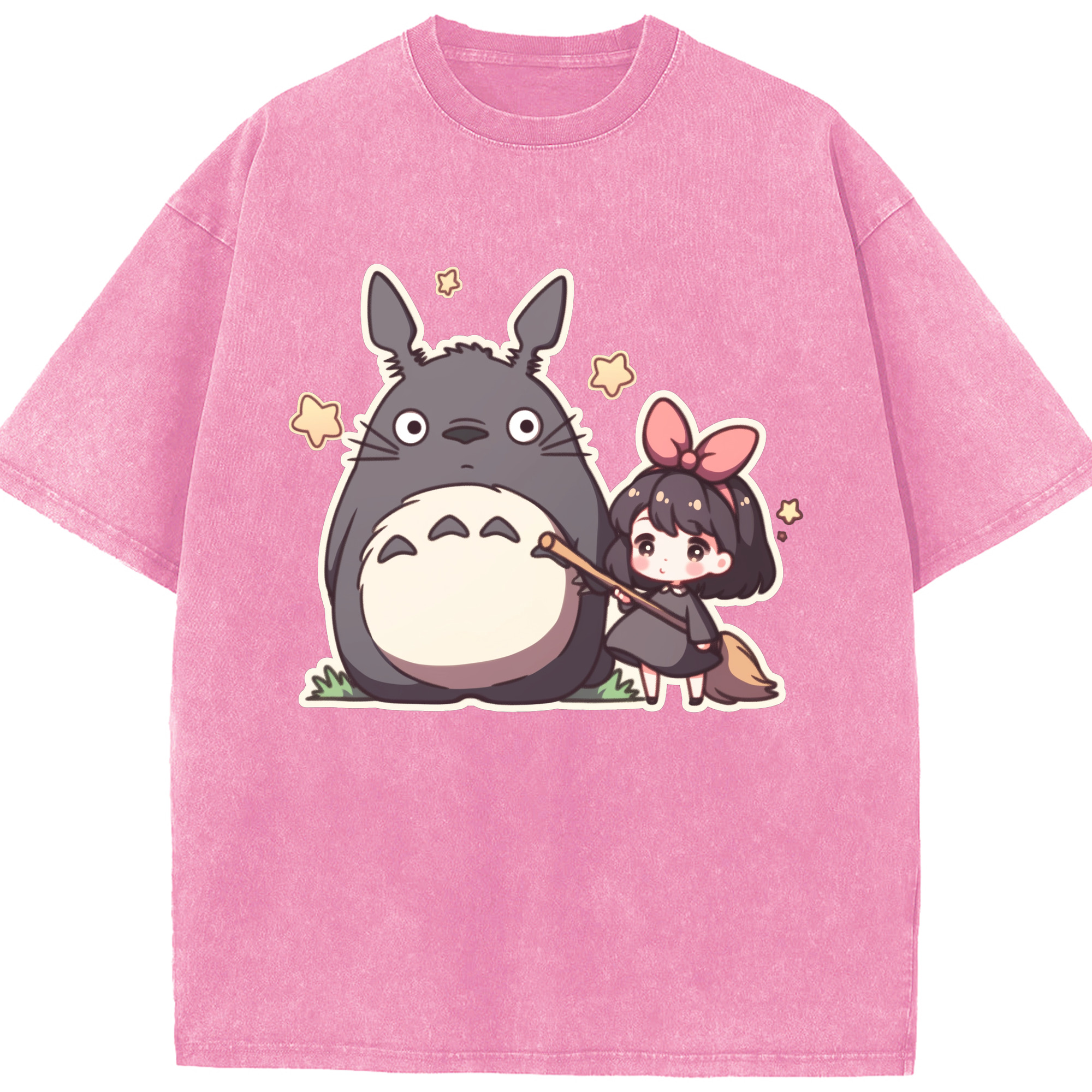 （画像用） となりのトトロ 草壁メイ 草壁サツキ My Neighbor Totoro Satsuki Kusakabe Mei Kusakabe 綿100% ヴィンテージ風 半袖Tシャツ（フロントプリント）